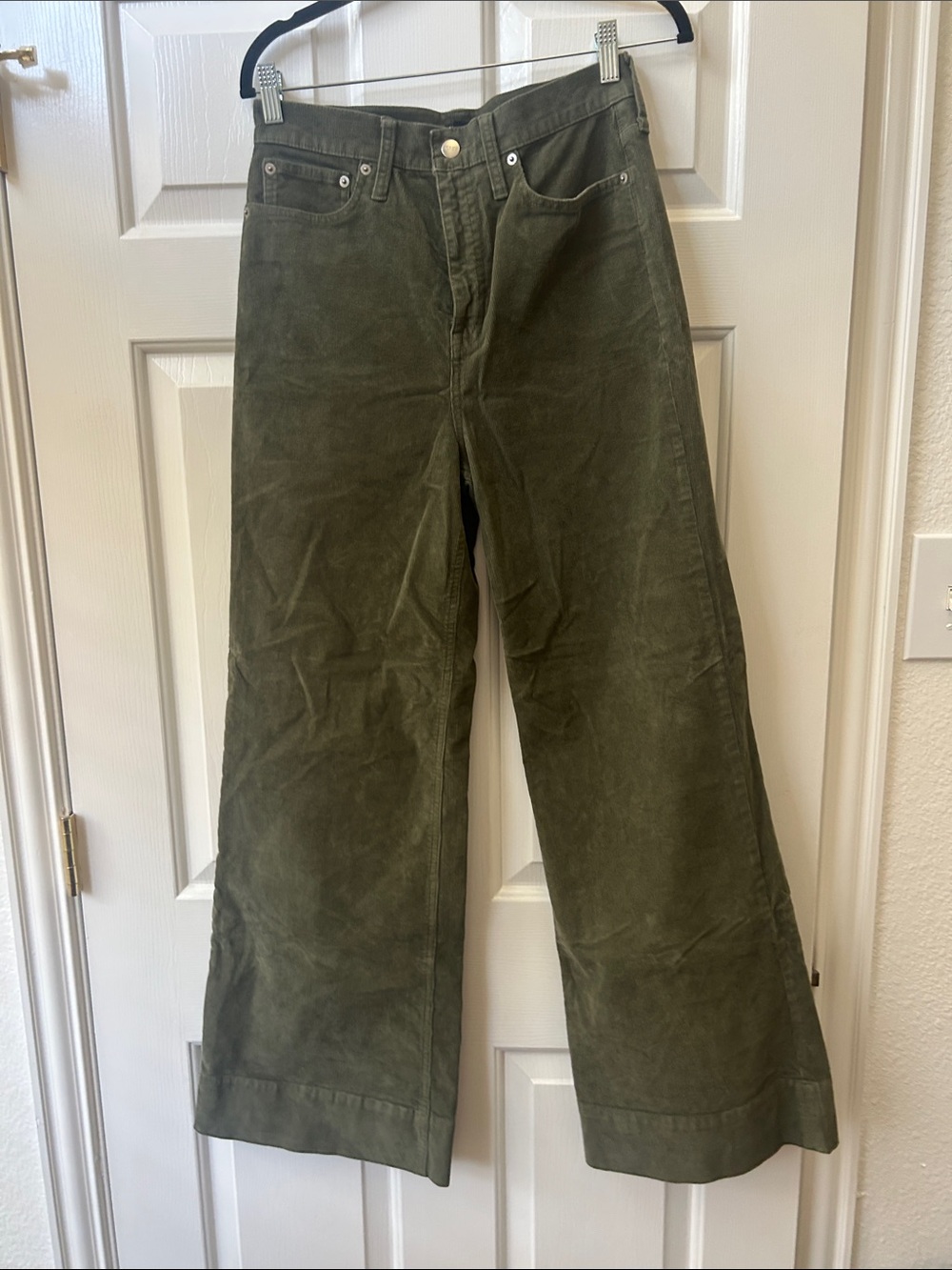 J. Crew Olive Green Wide-Leg Corduroy Jeans